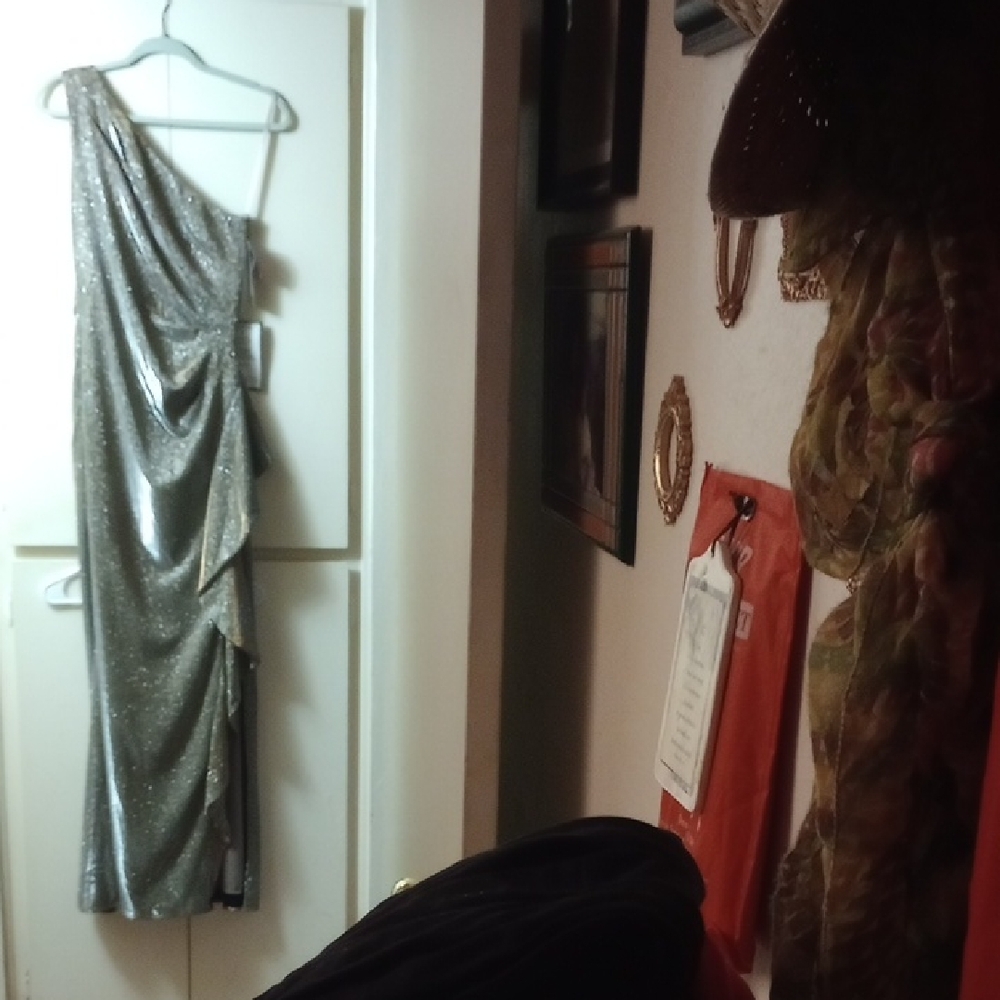 Xscape Metallic One Shoulder Dress